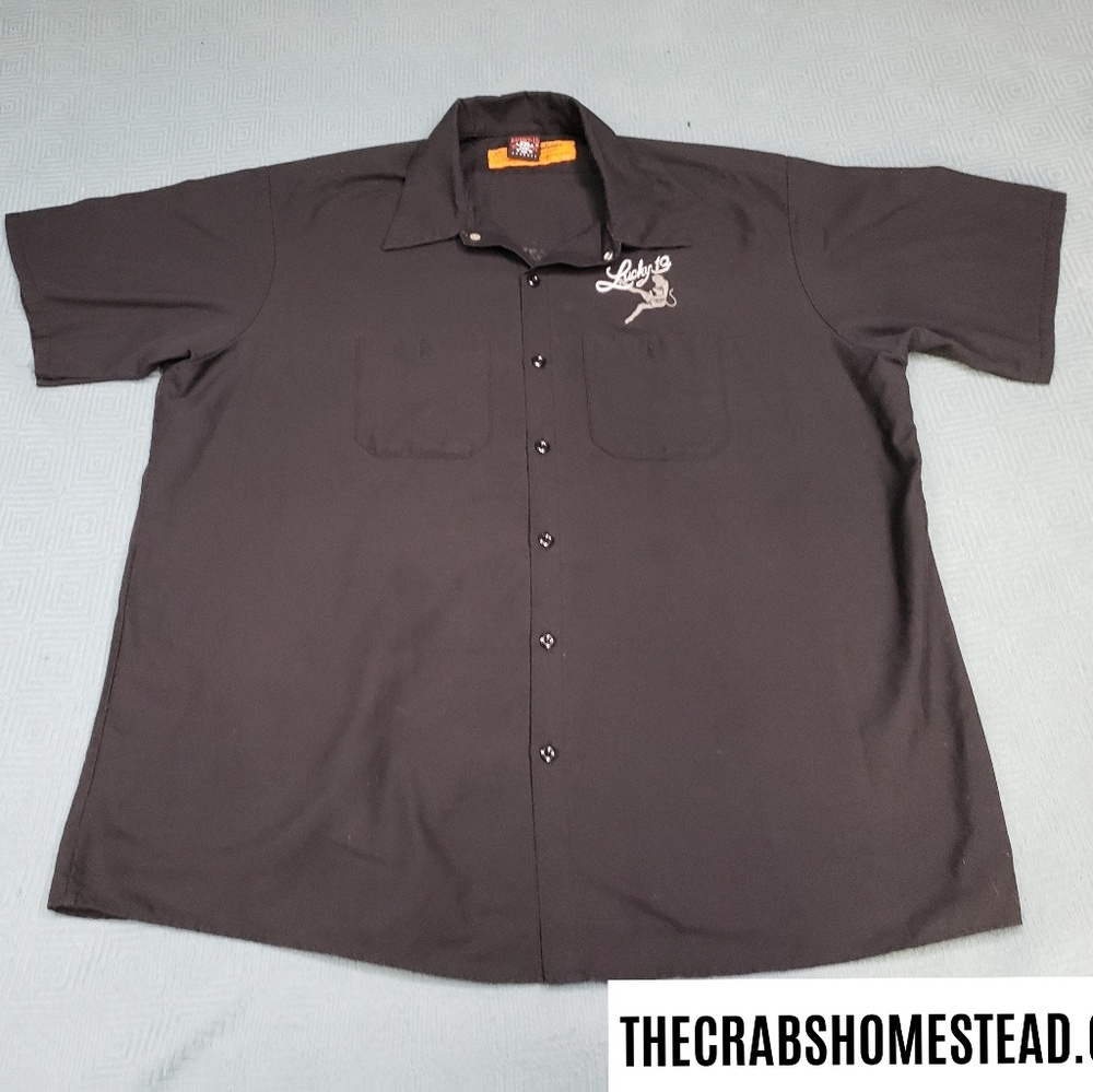 "Meow" Lucky 13 Embroidered Button Up